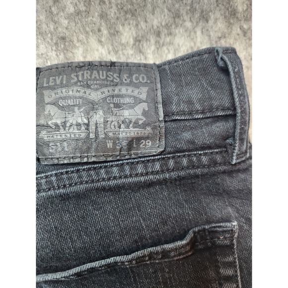 Levi's 511 Jeans Mens 36x29 Black Denim Slim Fit Stretch Charcoal Wash Red Tab - Picture 14 of 16